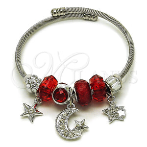 Stainless Steel Jewelry — Individual Bangle Moon and Star Design with Siam — main product view — SKU 164928 | Acero Inoxidable joyería — Individual Bangle Moon and estrella diseño with Siam — SKU 164928