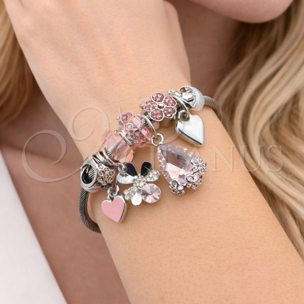 Stainless Steel Jewelry — Individual Bangle Four-leaf Clover and Teardrop Design with — alternate product view — SKU 164929 | Acero Inoxidable joyería — Individual Bangle Four-leaf Clover and Teardrop diseño with — SKU 164929