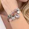 Stainless Steel Individual Bangle, Four-leaf Clover and Teardrop Design, with Light Rose and Crystal Crystal, Polished, Steel Finish, 07.464.0016 (03 MM Thickness, One size fits all)