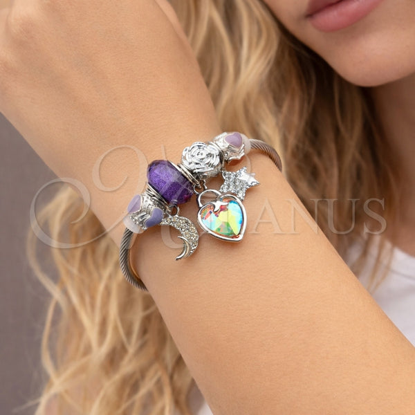Stainless Steel Jewelry — Individual Bangle Heart and Moon Design with Aurore — alternate product view — SKU 164932 | Acero Inoxidable joyería — Individual Bangle corazón and Moon diseño with Aurore — SKU 164932