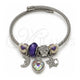 Stainless Steel Individual Bangle, Heart and Moon Design, with Aurore Boreale and Crystal Crystal, Purple Enamel Finish, Steel Finish, 07.464.0019 (03 MM Thickness, One size fits all)