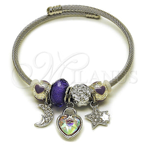 Stainless Steel Jewelry — Individual Bangle Heart and Moon Design with Aurore — main product view — SKU 164932 | Acero Inoxidable joyería — Individual Bangle corazón and Moon diseño with Aurore — SKU 164932