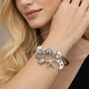 Stainless Steel Individual Bangle, Flower and Star Design, with Crystal and Aurore Boreale Crystal, Polished, Steel Finish, 07.464.0020 (03 MM Thickness, One size fits all)