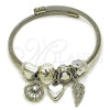 Stainless Steel Individual Bangle, Shell and Heart Design, with Aurore Boreale and Crystal Crystal, Polished, Steel Finish, 07.464.0023 (03 MM Thickness, One size fits all)