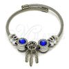 Stainless Steel Individual Bangle, Heart and Leaf Design, with Sapphire Blue and Crystal Crystal, Polished, Steel Finish, 07.464.0027 (03 MM Thickness, One size fits all)