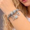 Stainless Steel Individual Bangle, key and Lock Design, with Blue Shade and Crystal Crystal, Polished, Steel Finish, 07.464.0028 (03 MM Thickness, One size fits all)