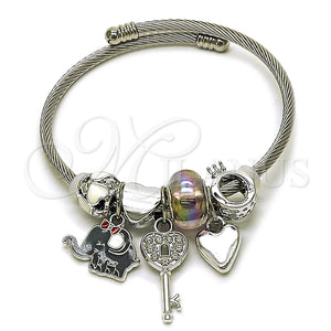 Stainless Steel Jewelry — Individual Bangle Elephant and Heart Design with Crystal — main product view — SKU 164943 | Acero Inoxidable joyería — Individual Bangle Elephant and corazón diseño with cristal — SKU 164943