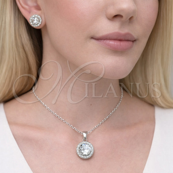 White Gold Filled Ring — Earring and Pendant Adult Set Cluster Design with — alternate product view — SKU 164945 | Oro Laminado Blanco anillo — Earring and Pendant Adult Set Cluster diseño with — SKU 164945
