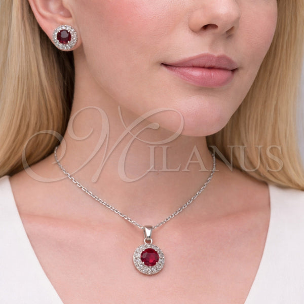White Gold Filled Ring — Earring and Pendant Adult Set Cluster and Rolo — alternate product view — SKU 164946 | Oro Laminado Blanco anillo — Earring and Pendant Adult Set Cluster and Rolo — SKU 164946