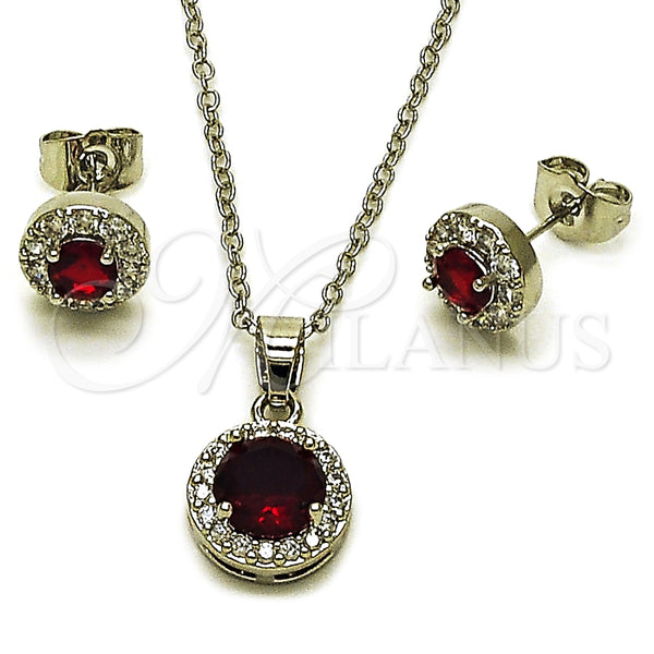White Gold Filled Ring — Earring and Pendant Adult Set Cluster and Rolo — main product view — SKU 164946 | Oro Laminado Blanco anillo — Earring and Pendant Adult Set Cluster and Rolo — SKU 164946