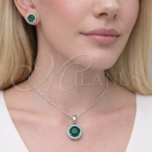 White Gold Filled Ring — Earring and Pendant Adult Set Cluster and Rolo — alternate product view — SKU 164947 | Oro Laminado Blanco anillo — Earring and Pendant Adult Set Cluster and Rolo — SKU 164947