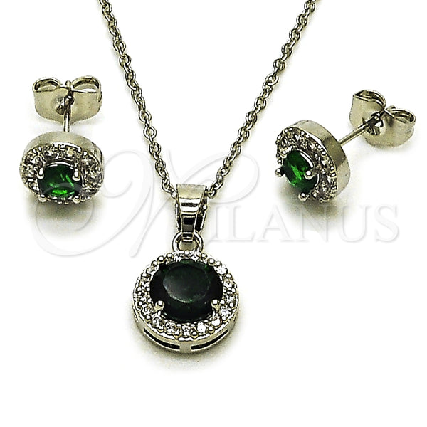 White Gold Filled Ring — Earring and Pendant Adult Set Cluster and Rolo — main product view — SKU 164947 | Oro Laminado Blanco anillo — Earring and Pendant Adult Set Cluster and Rolo — SKU 164947