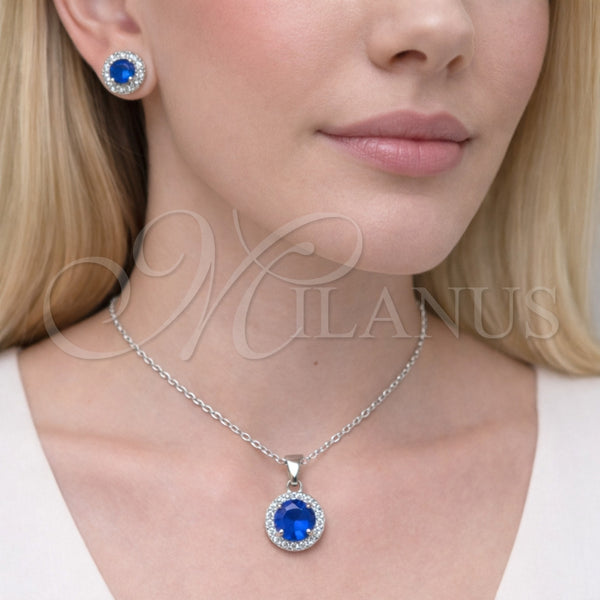 White Gold Filled Ring — Earring and Pendant Adult Set Cluster and Rolo — alternate product view — SKU 164948 | Oro Laminado Blanco anillo — Earring and Pendant Adult Set Cluster and Rolo — SKU 164948