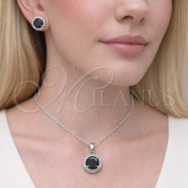 White Gold Filled Ring — Earring and Pendant Adult Set Cluster and Rolo — alternate product view — SKU 164949 | Oro Laminado Blanco anillo — Earring and Pendant Adult Set Cluster and Rolo — SKU 164949