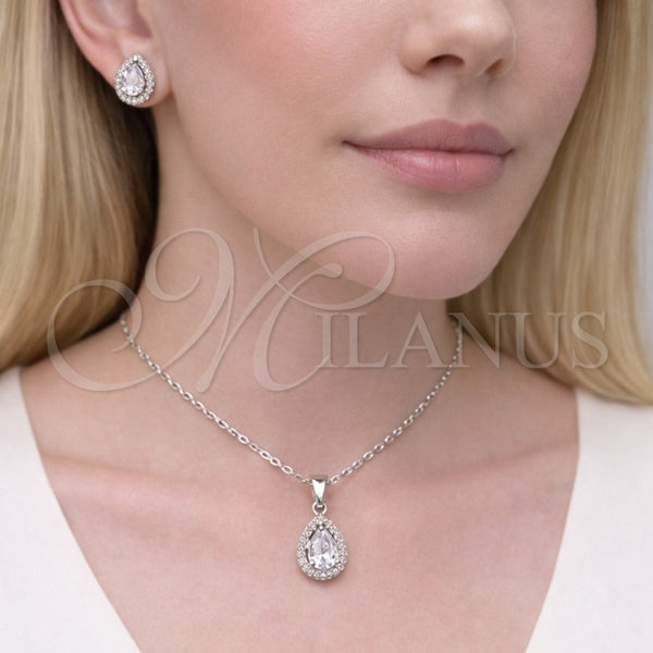 White Gold Filled Ring — Earring and Pendant Adult Set Teardrop and Cluster — alternate product view — SKU 164950 | Oro Laminado Blanco anillo — Earring and Pendant Adult Set Teardrop and Cluster — SKU 164950