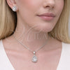 Rhodium Gold Filled Earring and Pendant Adult Set, Teardrop and Cluster Design, with White Cubic Zirconia and White Micro Pave, Polished, Rhodium Finish, 10.349.0002