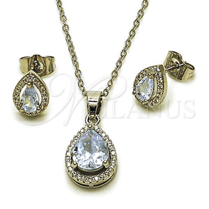 White Gold Filled Ring — Earring and Pendant Adult Set Teardrop and Cluster — main product view — SKU 164950 | Oro Laminado Blanco anillo — Earring and Pendant Adult Set Teardrop and Cluster — SKU 164950