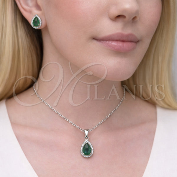 White Gold Filled Ring — Earring and Pendant Adult Set Teardrop and Cluster — alternate product view — SKU 164952 | Oro Laminado Blanco anillo — Earring and Pendant Adult Set Teardrop and Cluster — SKU 164952