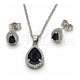 White Gold Filled Earring and Pendant Adult Set, Teardrop and Cluster Design, with Black Cubic Zirconia and White Micro Pave, Polished, Rhodium Finish, 10.349.0002.4