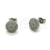 Rhodium Gold Filled Stud Earring, Flower Design, with White Cubic Zirconia, Polished, Rhodium Finish, 02.349.0010