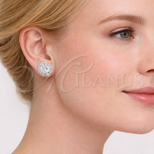 White Gold Filled Ring — Stud Earring Flower and Cluster Design with White — alternate product view — SKU 164963 | Oro Laminado Blanco anillo — Stud Earring flor and Cluster diseño with blanco — SKU 164963