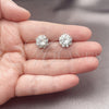 Rhodium Gold Filled Stud Earring, Flower and Cluster Design, with White Cubic Zirconia, Polished, Rhodium Finish, 02.349.0011