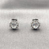 Rhodium Gold Filled Stud Earring, Flower and Cluster Design, with White Cubic Zirconia, Polished, Rhodium Finish, 02.349.0011