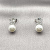 Rhodium Gold Filled Stud Earring, Butterfly and Ball Design, with Ivory Pearl and White Cubic Zirconia, Polished, Rhodium Finish, 02.349.0015