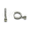 Rhodium Gold Filled Huggie Hoop, Ball Design, with White Cubic Zirconia, Polished, Rhodium Finish, 02.349.0018.14