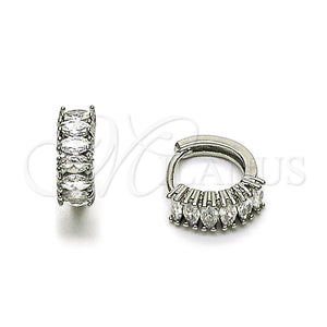 White Gold Filled Hoop Earrings — Huggie Hoop with White Cubic Zirconia Polished 02. — main product view — SKU 164971 | Oro Laminado Blanco aretes de aro — Huggie Hoop with blanco Cubic Zirconia pulido 02. — SKU 164971