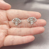 Rhodium Gold Filled Stud Earring, Peacock Design, with White Cubic Zirconia, Polished, Rhodium Finish, 02.349.0020