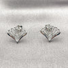 Rhodium Gold Filled Stud Earring, Peacock Design, with White Cubic Zirconia, Polished, Rhodium Finish, 02.349.0020