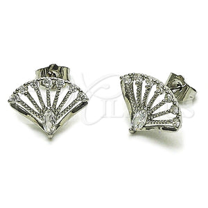 White Gold Filled Ring — Stud Earring Peacock Design with White Cubic Zirconia — main product view — SKU 164972 | Oro Laminado Blanco anillo — Stud Earring Peacock diseño with blanco Cubic Zirconia — SKU 164972