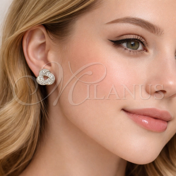 White Gold Filled Ring — Stud Earring Love Knot Design with White Cubic — alternate product view — SKU 164973 | Oro Laminado Blanco anillo — Stud Earring Love Knot diseño with blanco Cubic — SKU 164973