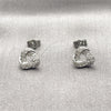 Rhodium Gold Filled Stud Earring, Love Knot Design, with White Cubic Zirconia, Polished, Rhodium Finish, 02.349.0021