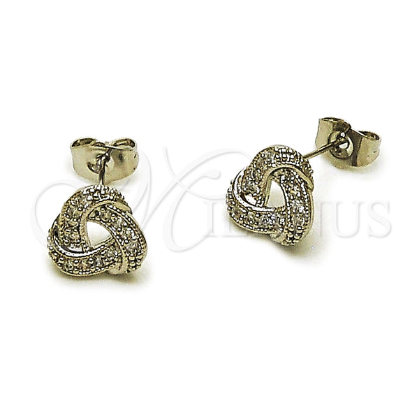 White Gold Filled Ring — Stud Earring Love Knot Design with White Cubic — main product view — SKU 164973 | Oro Laminado Blanco anillo — Stud Earring Love Knot diseño with blanco Cubic — SKU 164973