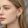 Rhodium Gold Filled Stud Earring, Cluster Design, with Garnet and White Cubic Zirconia, Polished, Rhodium Finish, 02.349.0022