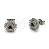 Rhodium Gold Filled Stud Earring, Cluster Design, with Garnet and White Cubic Zirconia, Polished, Rhodium Finish, 02.349.0022