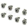 Rhodium Gold Filled Stud Earring, Cluster Design, with Garnet and White Cubic Zirconia, Polished, Rhodium Finish, 02.349.0022