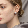 Rhodium Gold Filled Stud Earring, Cluster Design, with White and Green Cubic Zirconia, Polished, Rhodium Finish, 02.349.0022.1