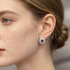Rhodium Gold Filled Stud Earring, Cluster Design, with Sapphire Blue and White Cubic Zirconia, Polished, Rhodium Finish, 02.349.0022.2
