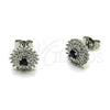 Rhodium Gold Filled Stud Earring, Cluster Design, with Sapphire Blue and White Cubic Zirconia, Polished, Rhodium Finish, 02.349.0022.2