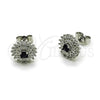 Rhodium Gold Filled Stud Earring, Cluster Design, with Black and White Cubic Zirconia, Polished, Rhodium Finish, 02.349.0022.3