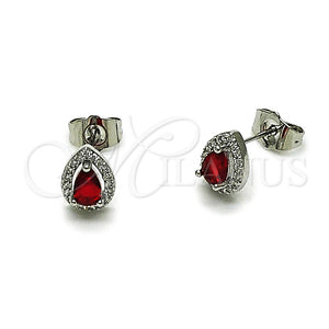 White Gold Filled Ring — Stud Earring Teardrop and Cluster Design with Garnet — main product view — SKU 164978 | Oro Laminado Blanco anillo — Stud Earring Teardrop and Cluster diseño with Garnet — SKU 164978