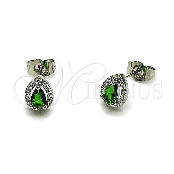 White Gold Filled Ring — Stud Earring Teardrop and Cluster Design with Green — main product view — SKU 164979 | Oro Laminado Blanco anillo — Stud Earring Teardrop and Cluster diseño with Green — SKU 164979
