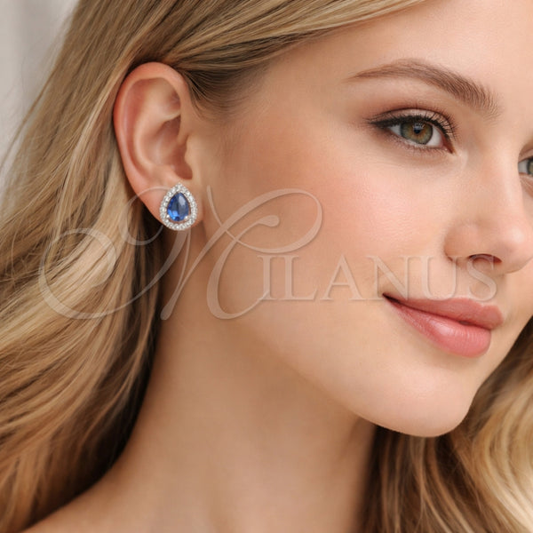White Gold Filled Ring — Stud Earring Teardrop and Cluster Design with Sapphire — alternate product view — SKU 164980 | Oro Laminado Blanco anillo — Stud Earring Teardrop and Cluster diseño with Sapphire — SKU 164980