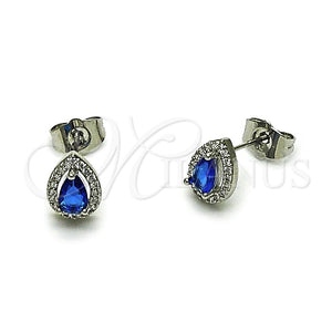 White Gold Filled Ring — Stud Earring Teardrop and Cluster Design with Sapphire — main product view — SKU 164980 | Oro Laminado Blanco anillo — Stud Earring Teardrop and Cluster diseño with Sapphire — SKU 164980