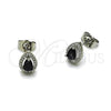 Rhodium Gold Filled Stud Earring, Teardrop and Cluster Design, with Black Cubic Zirconia and White Micro Pave, Polished, Rhodium Finish, 02.349.0023.3