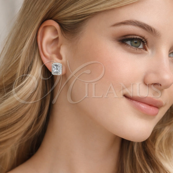 White Gold Filled Ring — Stud Earring Cluster Design with White Cubic Zirconia — alternate product view — SKU 164982 | Oro Laminado Blanco anillo — Stud Earring Cluster diseño with blanco Cubic Zirconia — SKU 164982