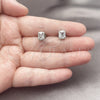 Rhodium Gold Filled Stud Earring, Cluster Design, with White Cubic Zirconia and White Micro Pave, Polished for wholesale, additional product view 3